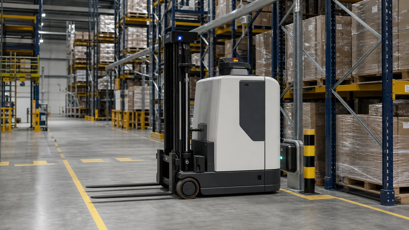 Autonomous forklift wireless charging system in an automated warehouse