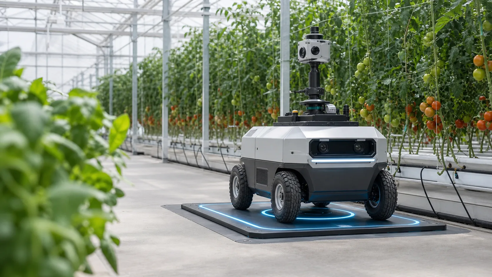 Greenhouse robot wireless charging system for smart agriculture automation