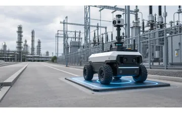 Outdoor unmanned inspection vehicle wireless charging system for industrial robots