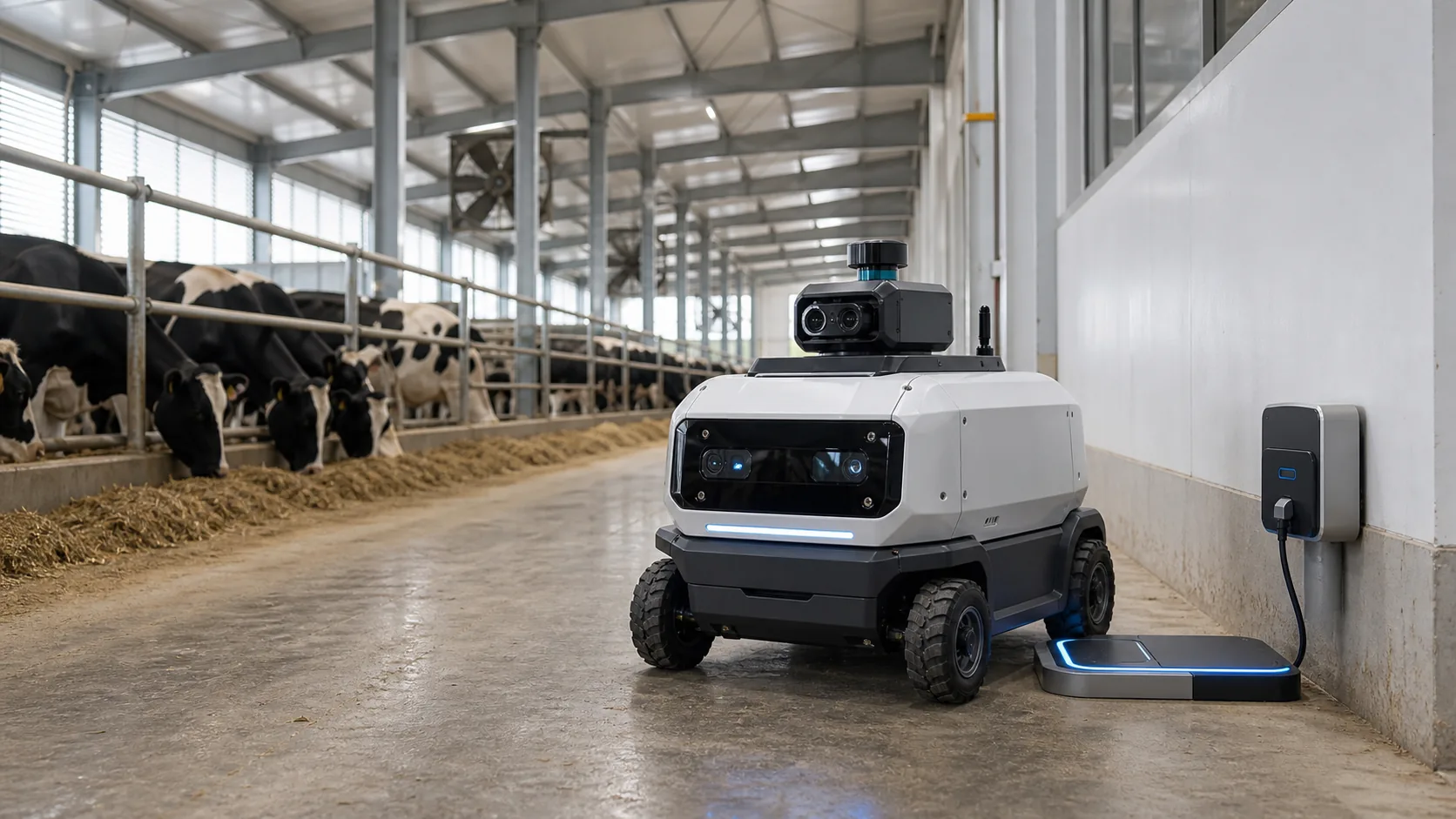 Smart livestock farming robot wireless charging system for automated barns
