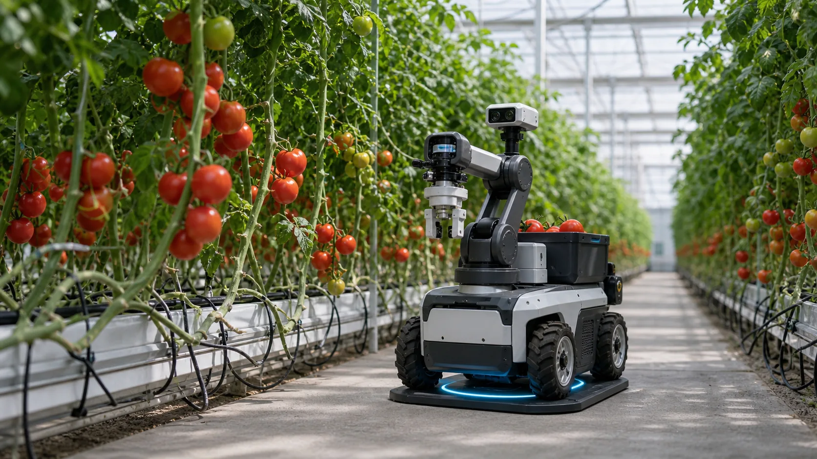 Tomato picking robot wireless charging system with compact charging pad